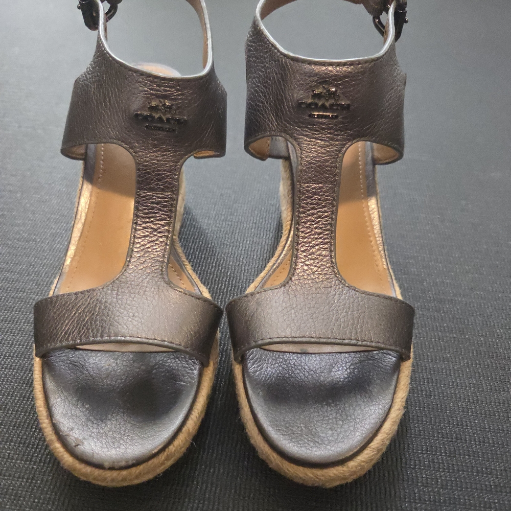 Coach Pewter Leather Women's Sandals
